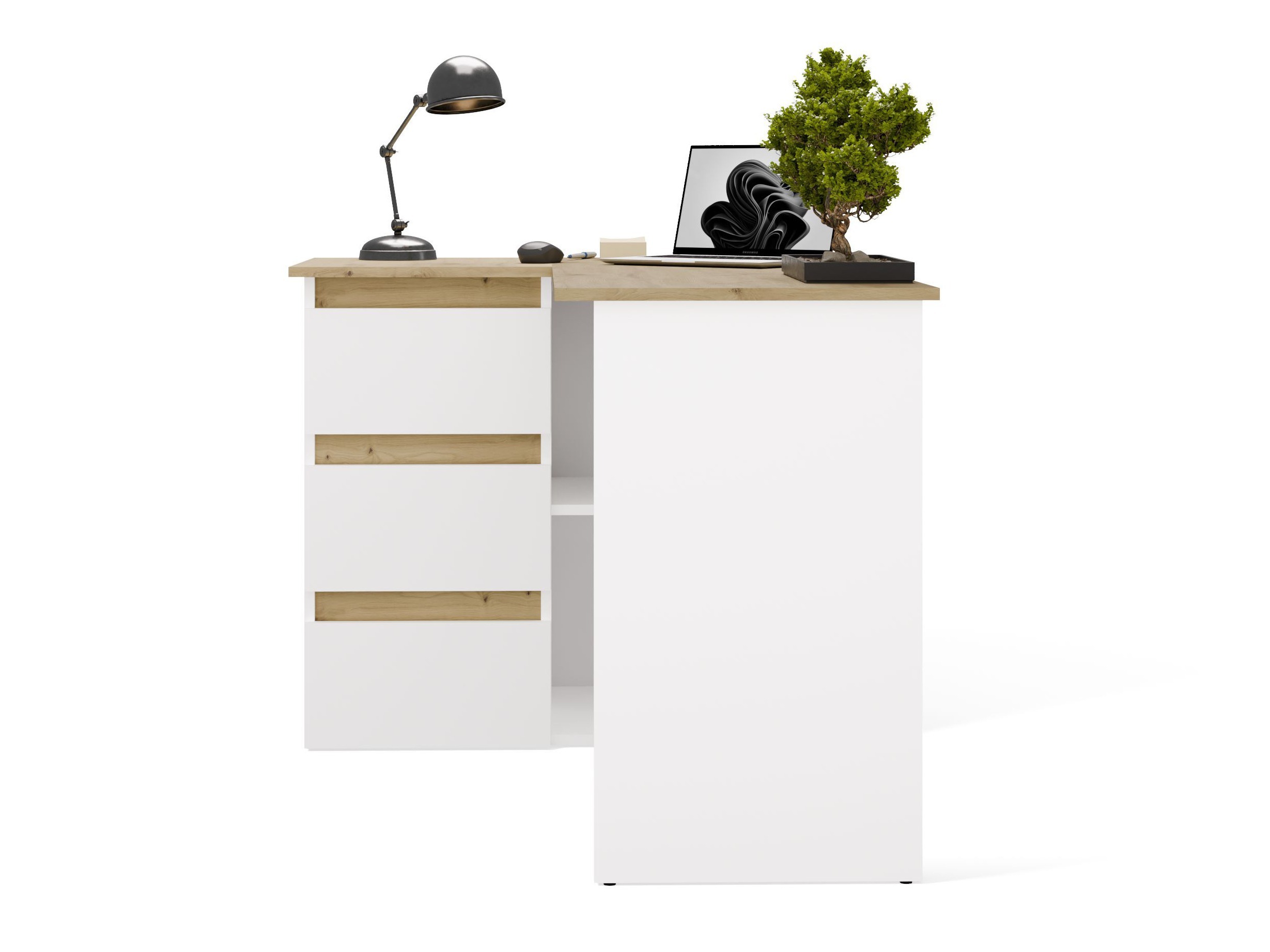 Hjørneskrivebord Mandeville 365 (Artisan eg + Hvid)