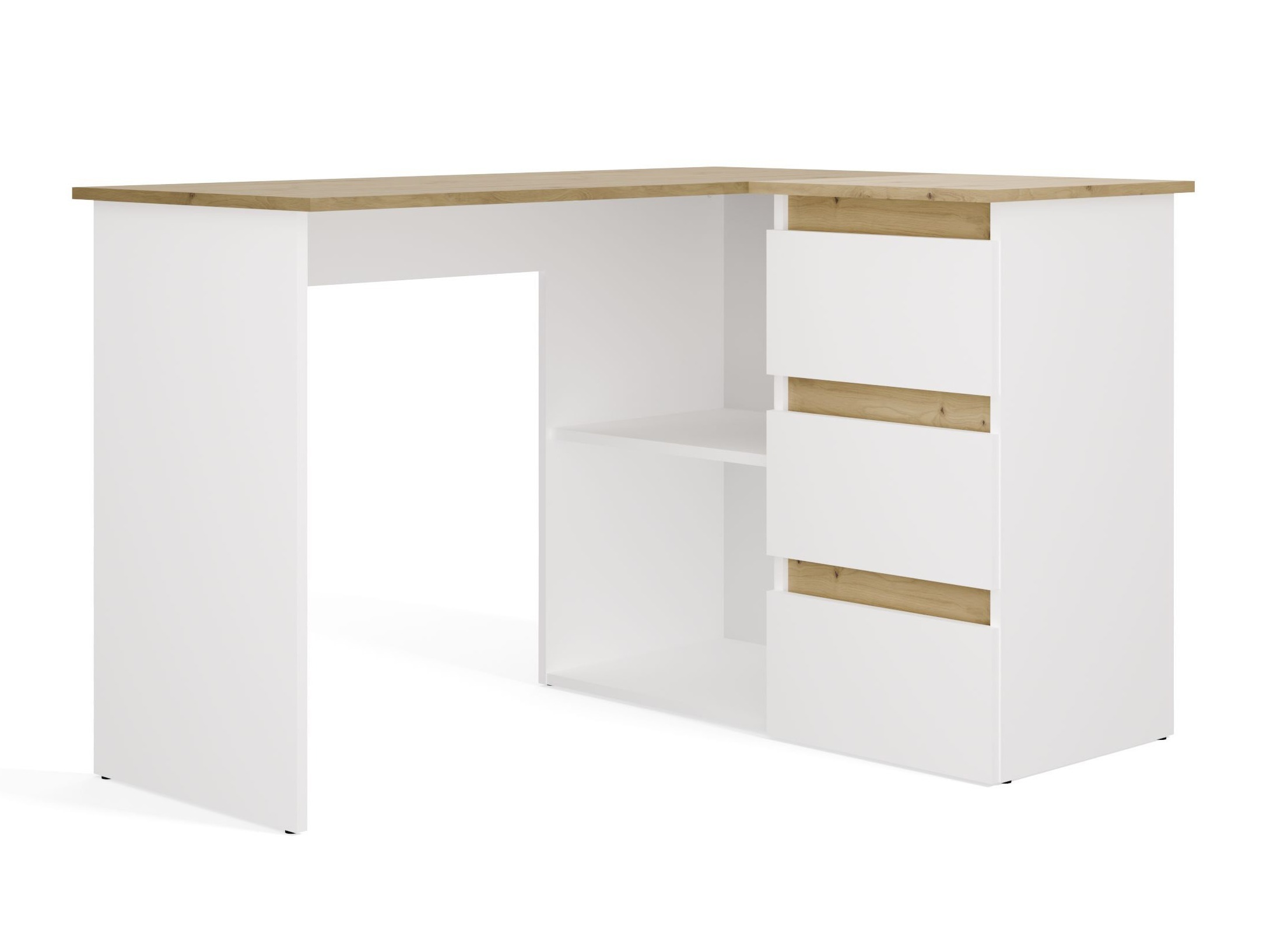Hjørneskrivebord Mandeville 365 (Artisan eg + Hvid)