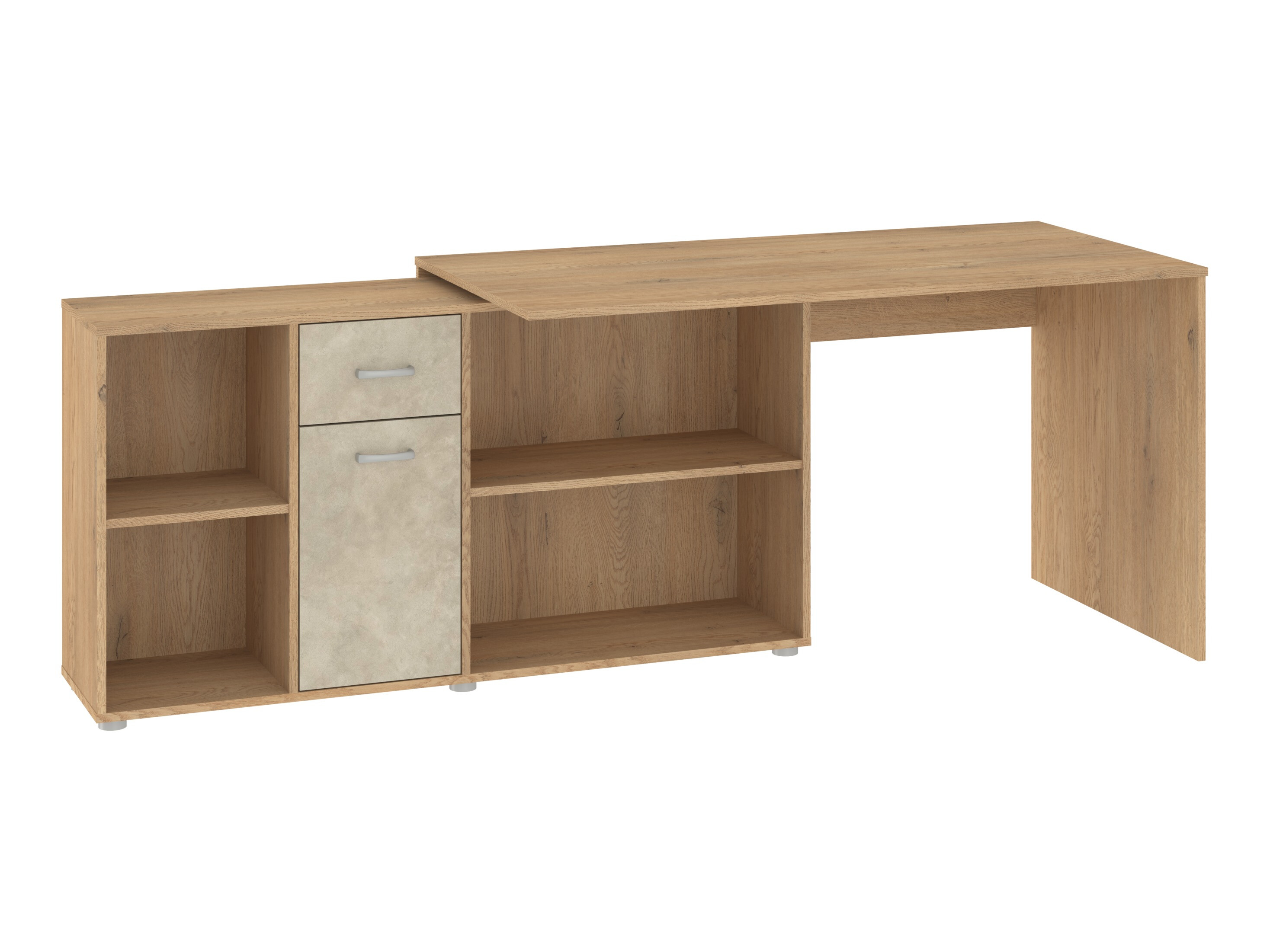 Hjørneskrivebord Gilroy 113 (Cremona-eg + Beige)