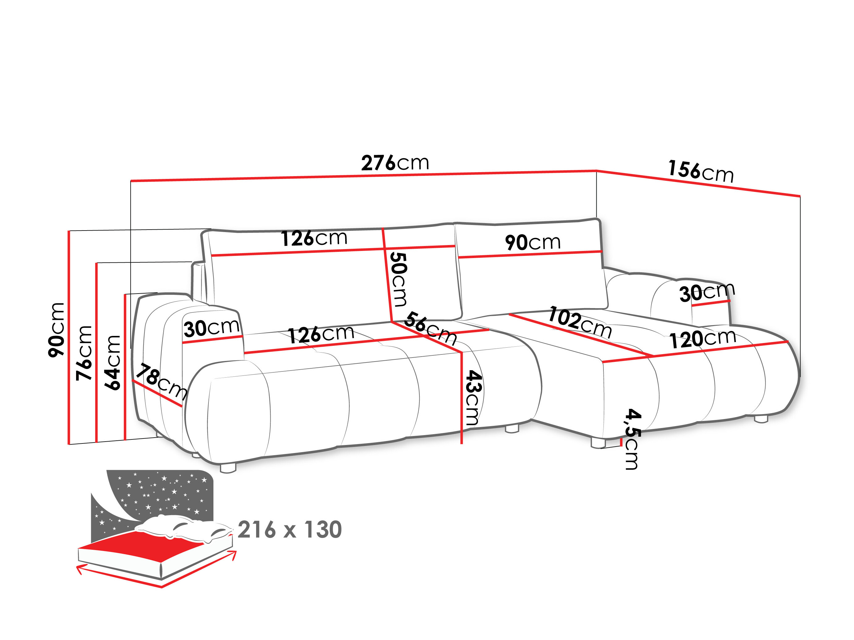 Hjørnesofa Columbus 266 (Velo 621)
