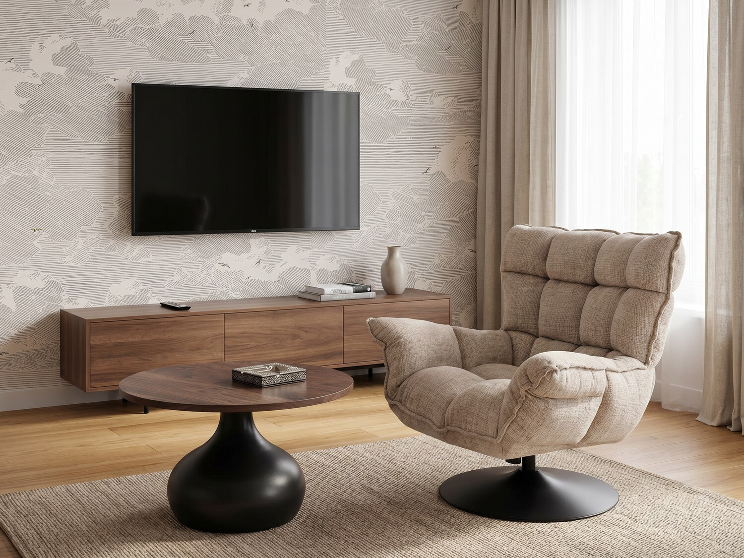 Sofabord Houston 2192 (Sort + Valnød)