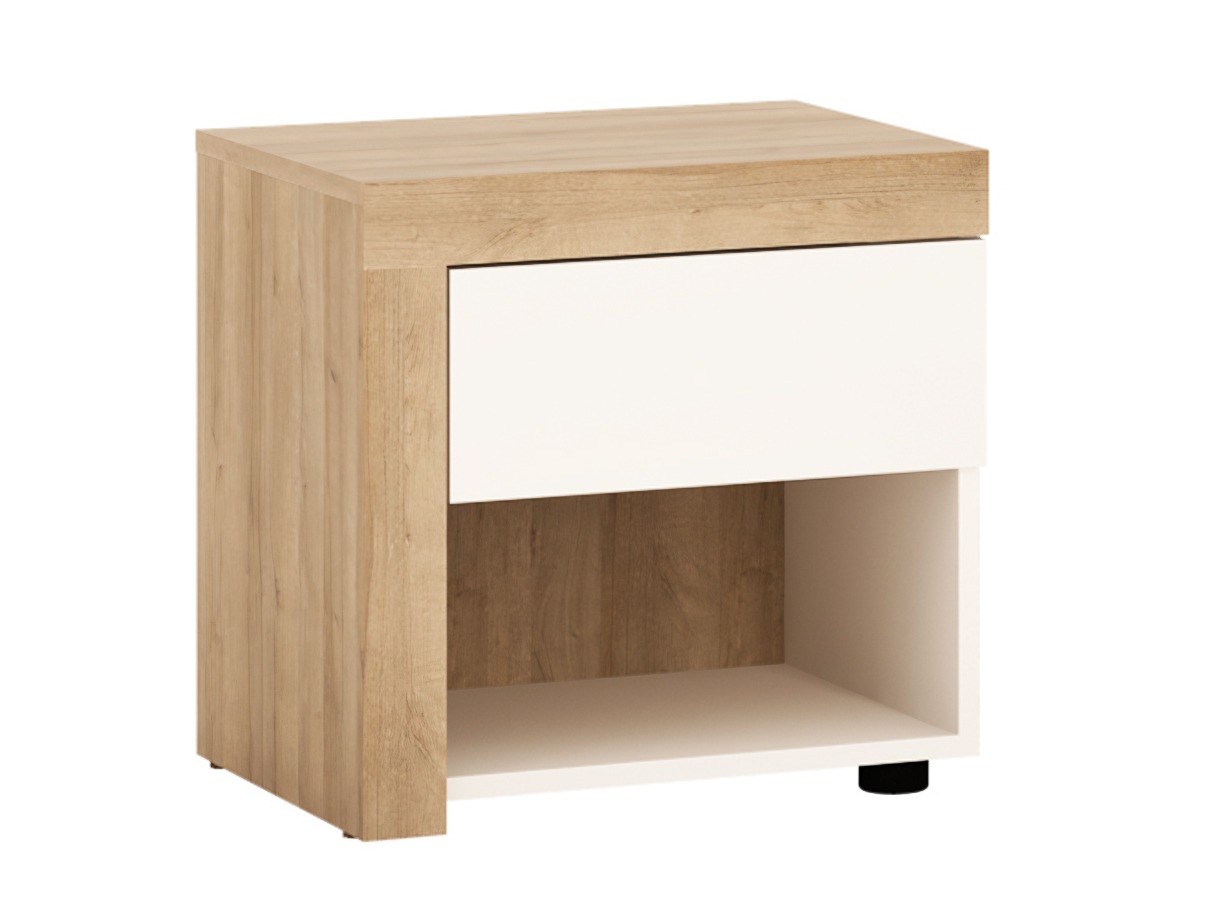 Sengebord Feldeli 113 (Riviera egetræ + Glansfuld hvid)