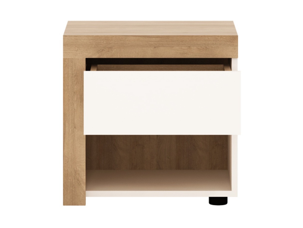 Sengebord Feldeli 113 (Riviera egetræ + Glansfuld hvid)