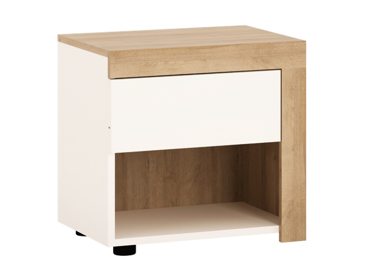 Sengebord Feldeli 113 (Riviera egetræ + Glansfuld hvid)