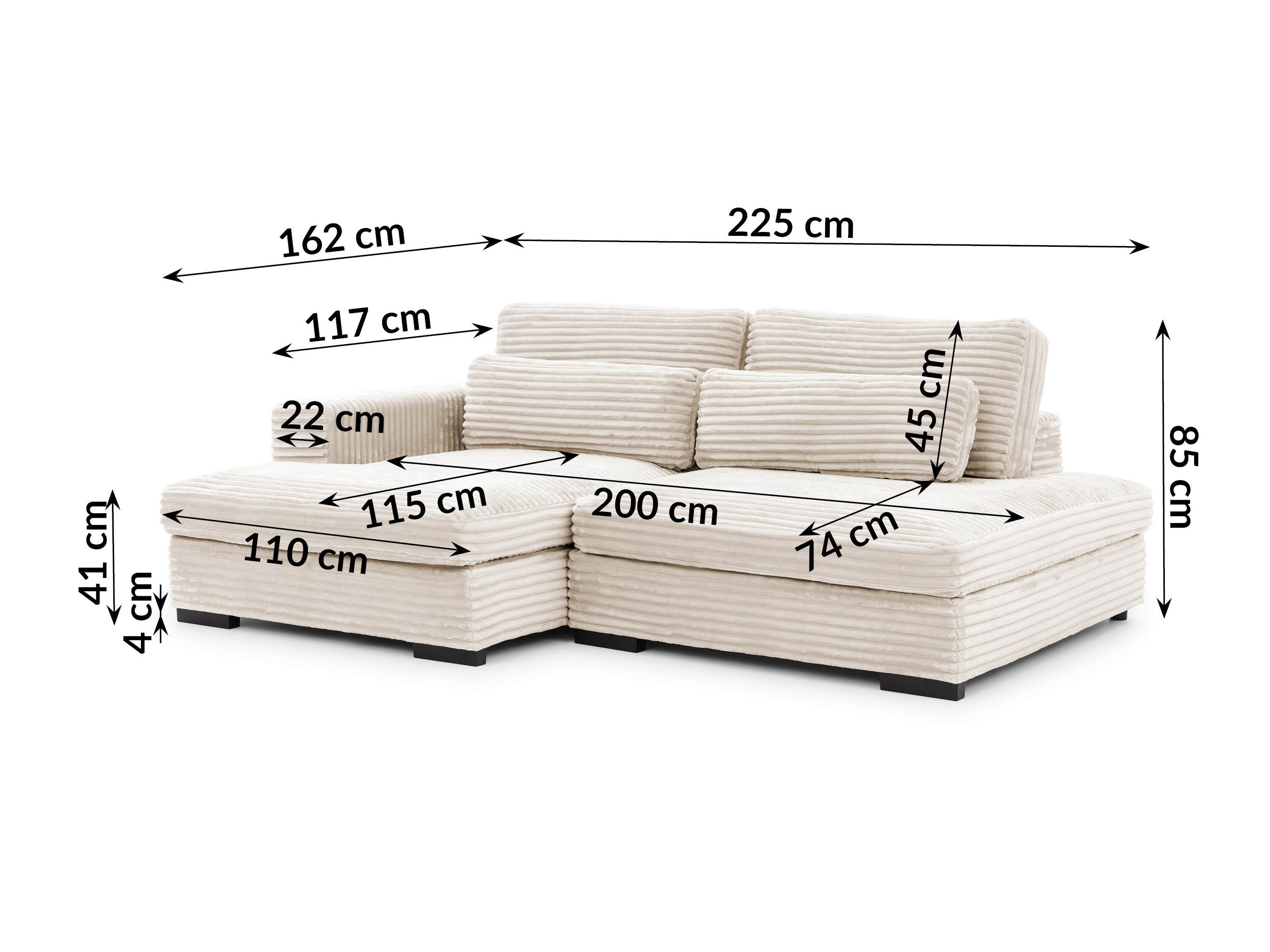 Hjørnesofa Rocklin 225 (Tilia 01)
