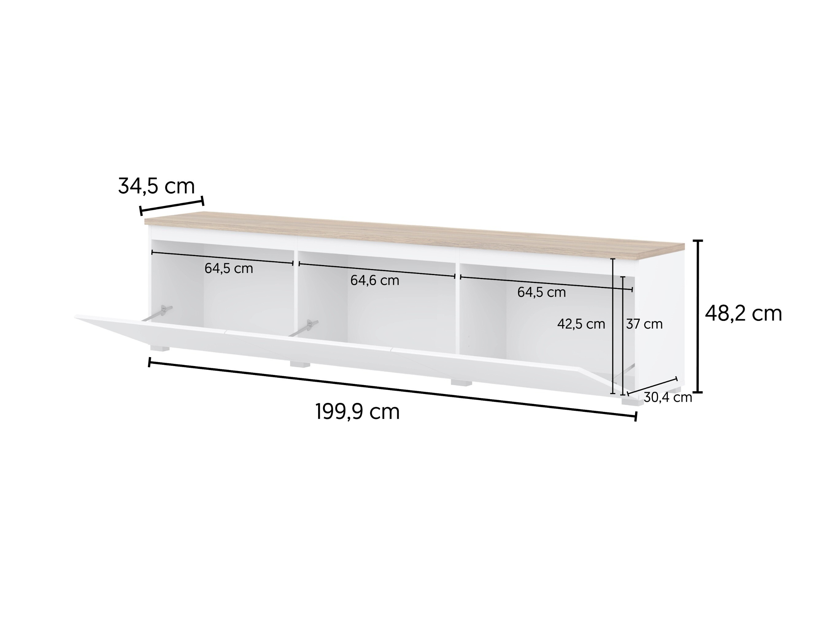 TV-bord Baletu 113 (Hvid + Egetræ)