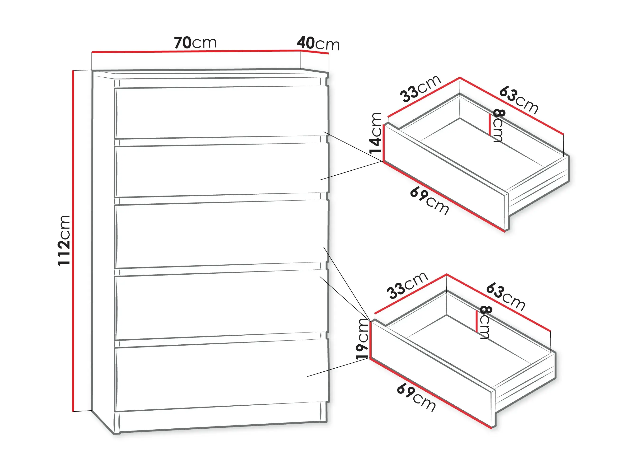 Kommode Comfivo Structor IV (Hvid)
