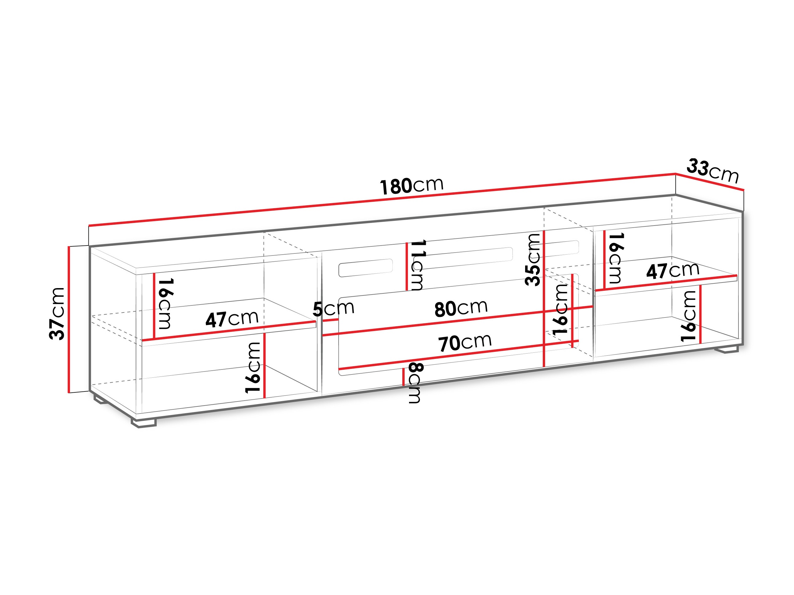 TV-bord Charlotte 190 (Hvid + Sort)