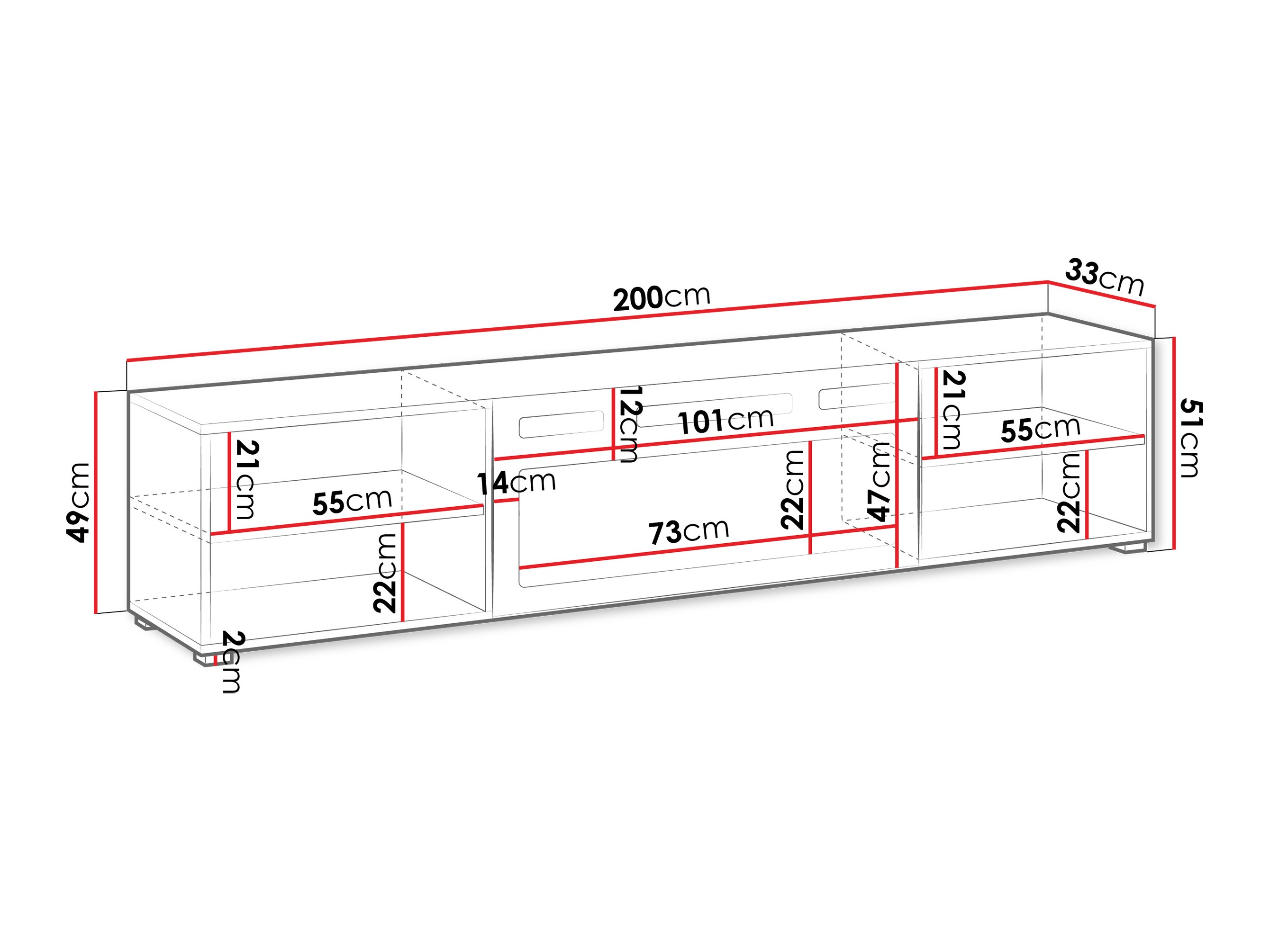 TV-bord Charlotte 191 (Hvid + Sort)