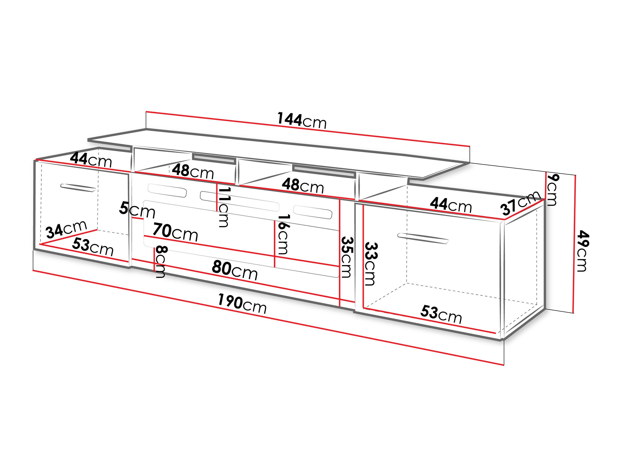 TV-bord Numerus (Sort + Blank sort)