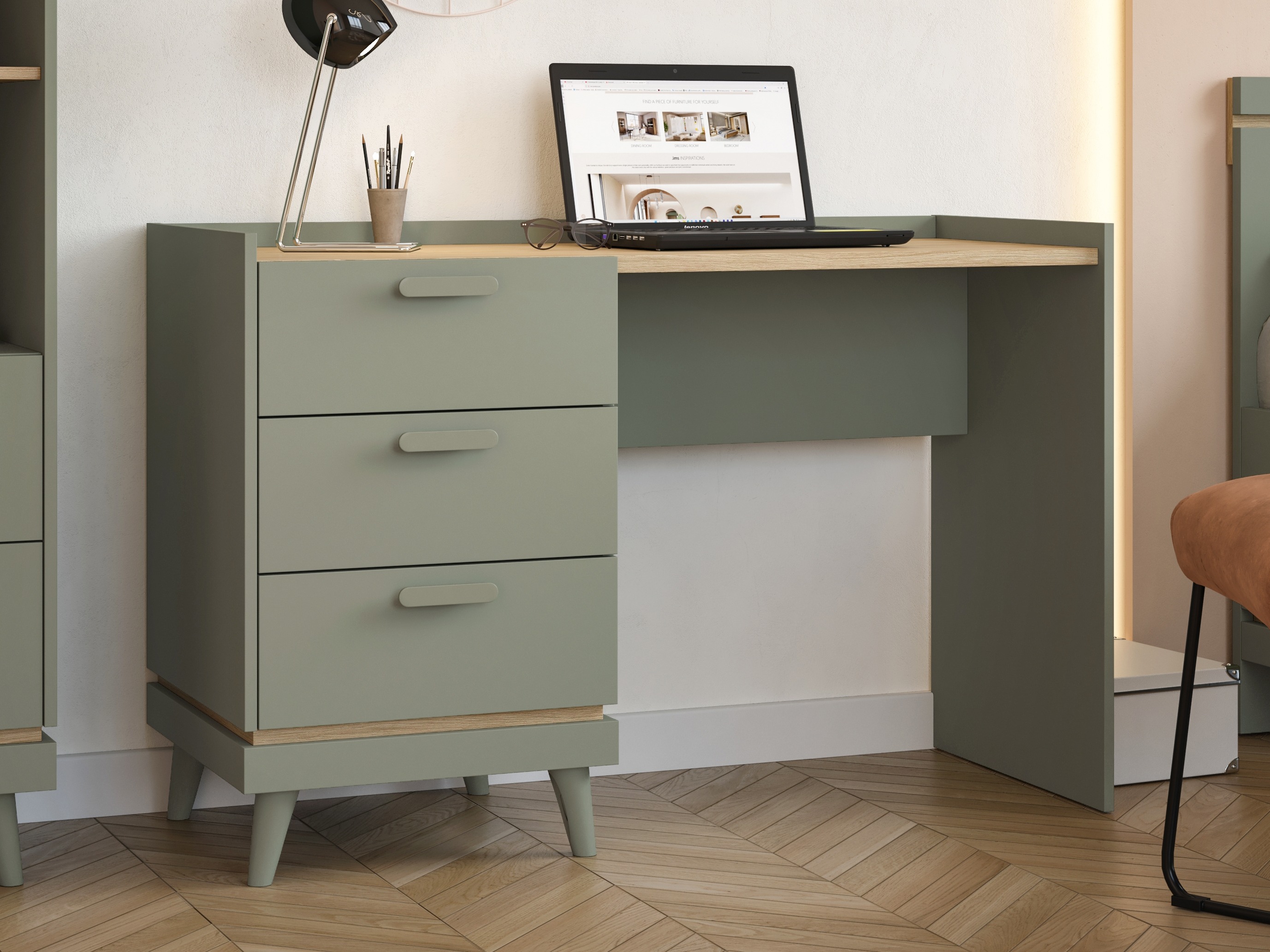 Skrivebord Fertalu 103 (Grøn + Egetræ)
