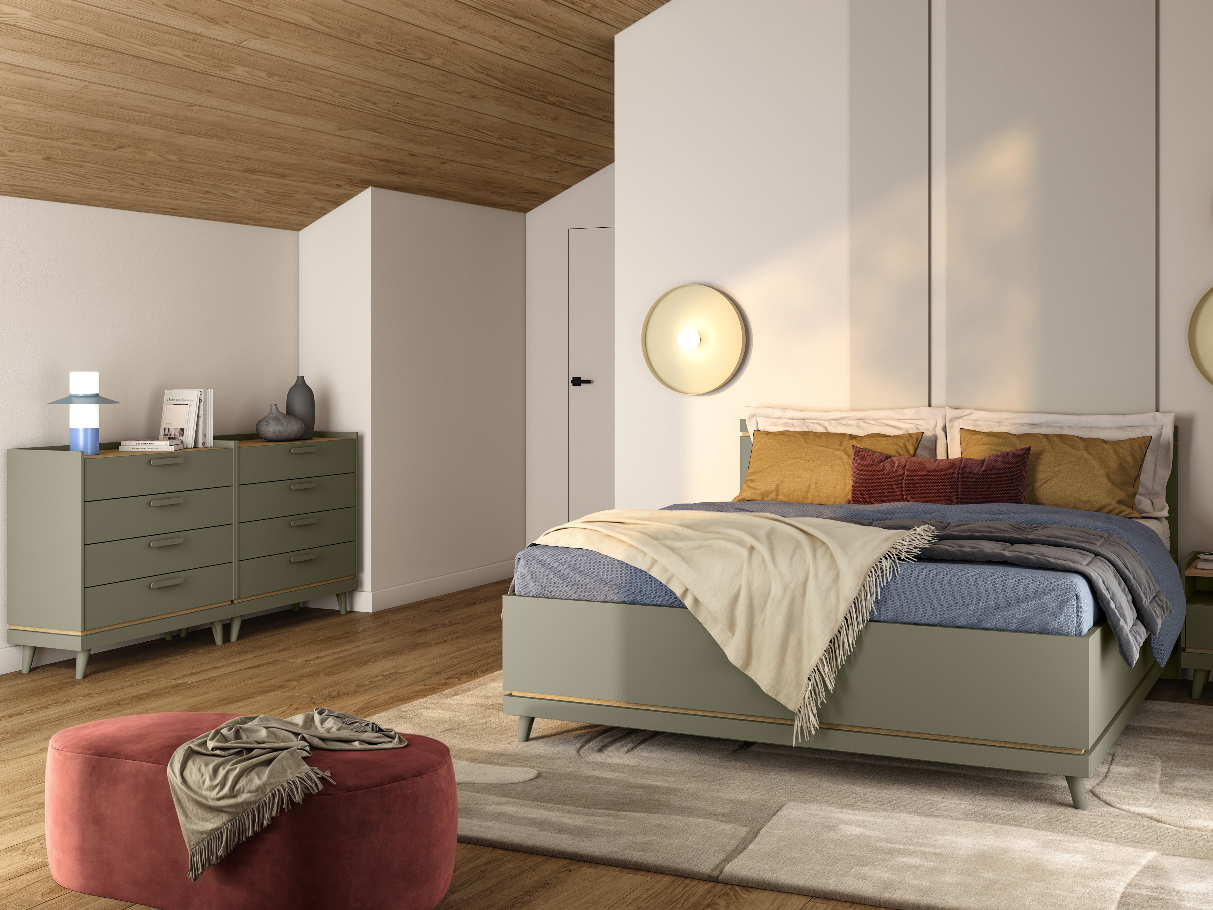 Kommode Fertalu 104 (Grøn + Egetræ)