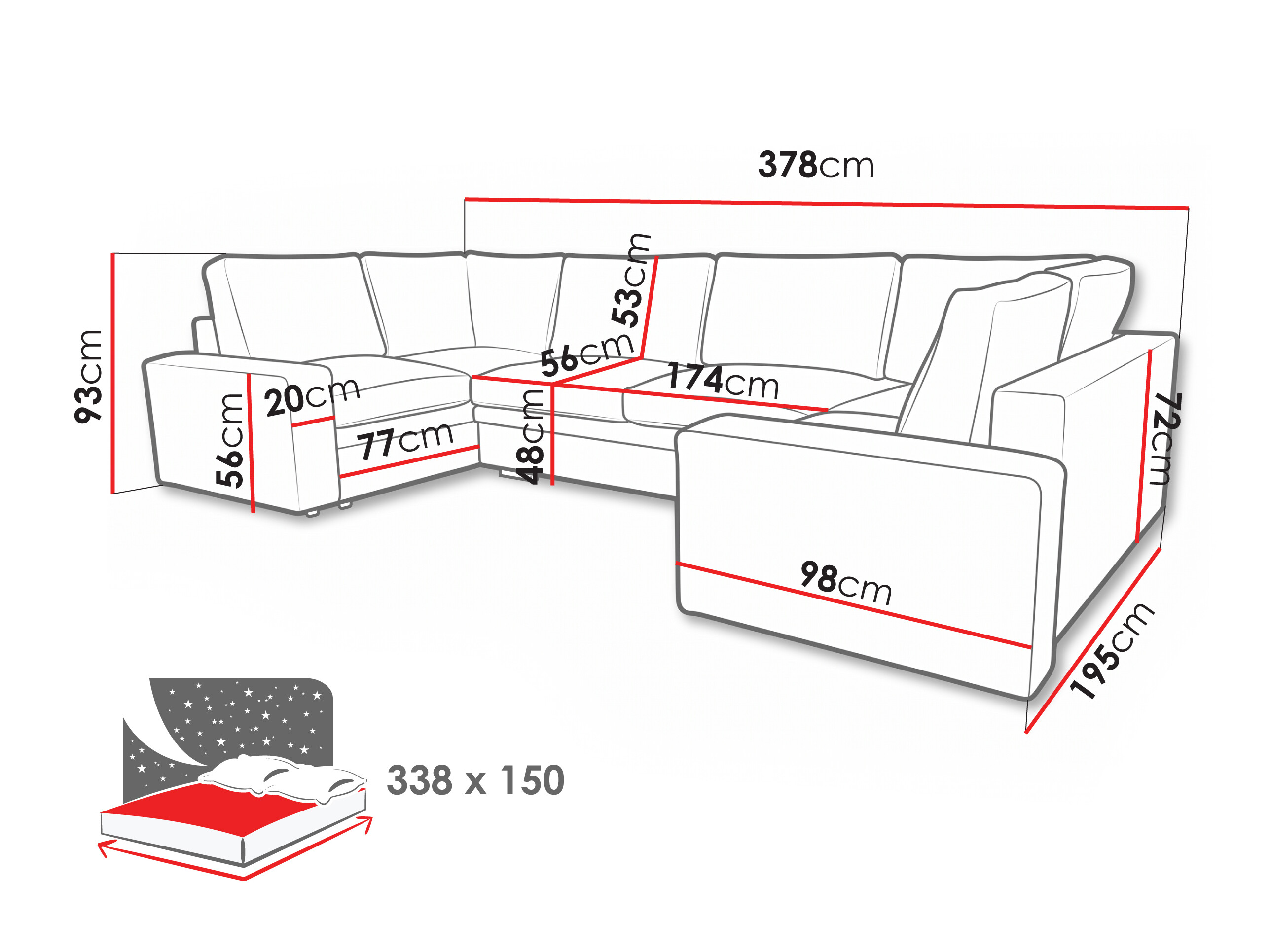 Hjørnesofa Lufkin 159 (Lincoln 03)
