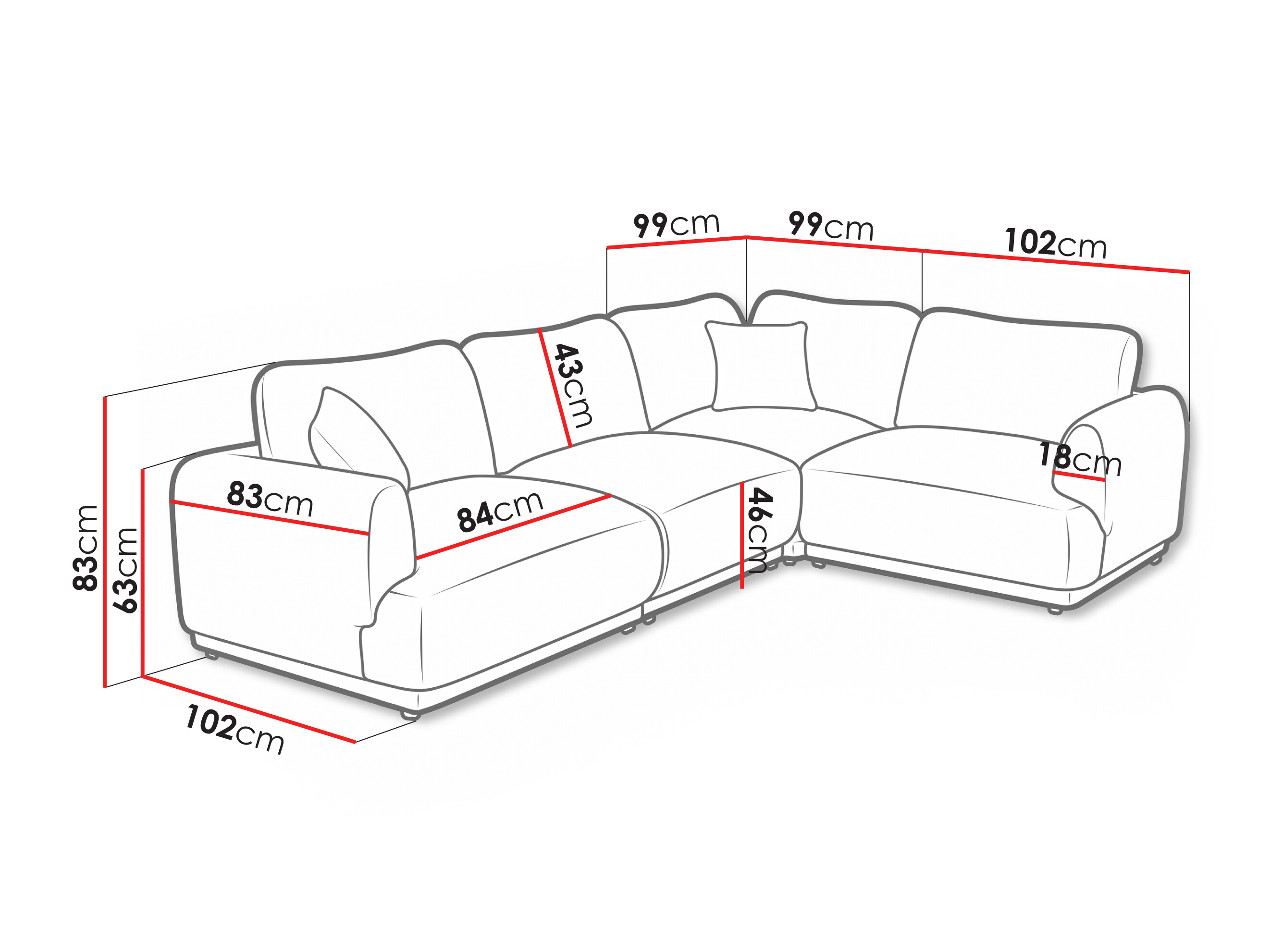 Hjørnesofa Cavfeni 105 (Lincoln 03)