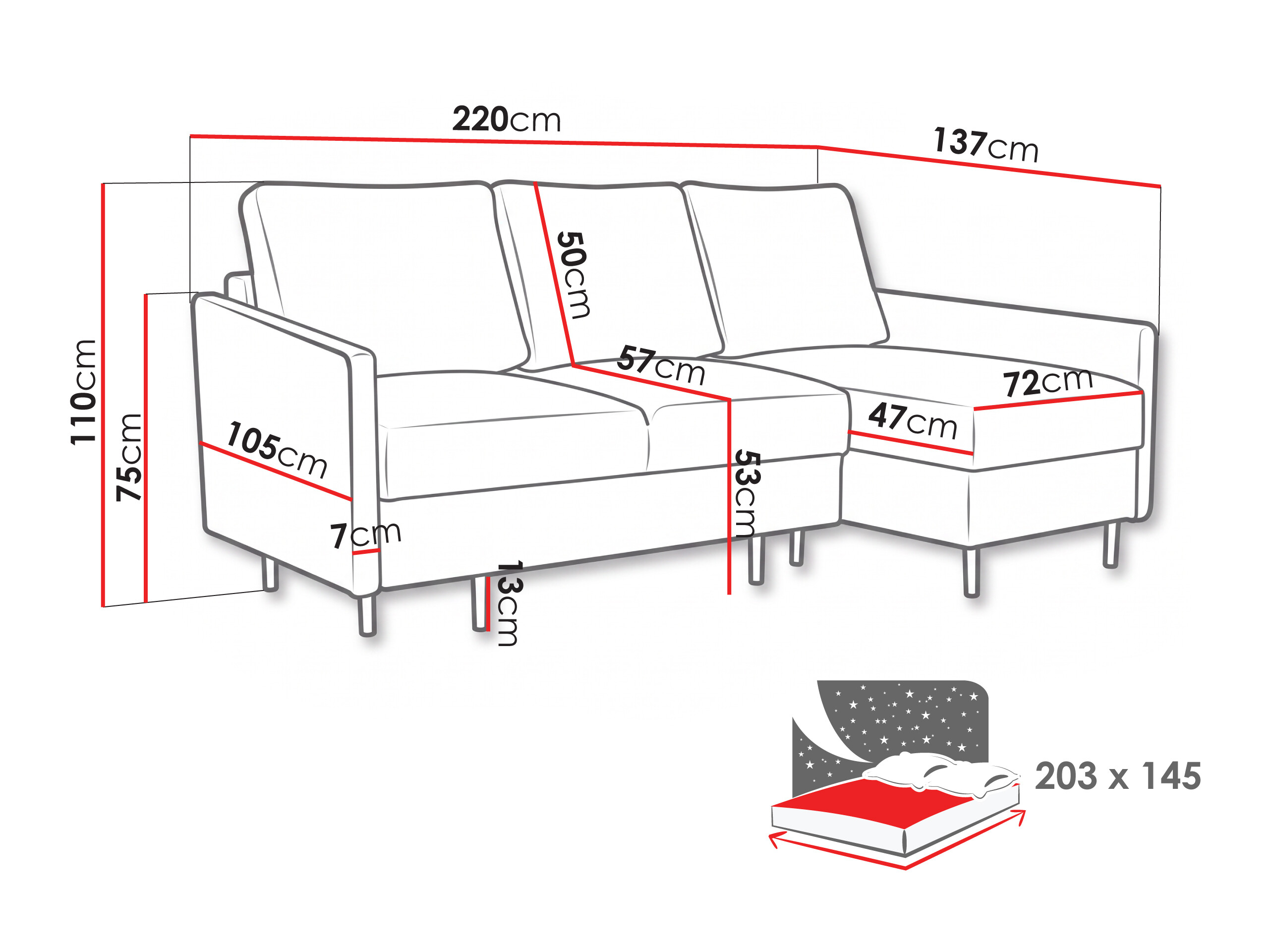 Hjørnesofa Lufkin 164 (Monolith 84)