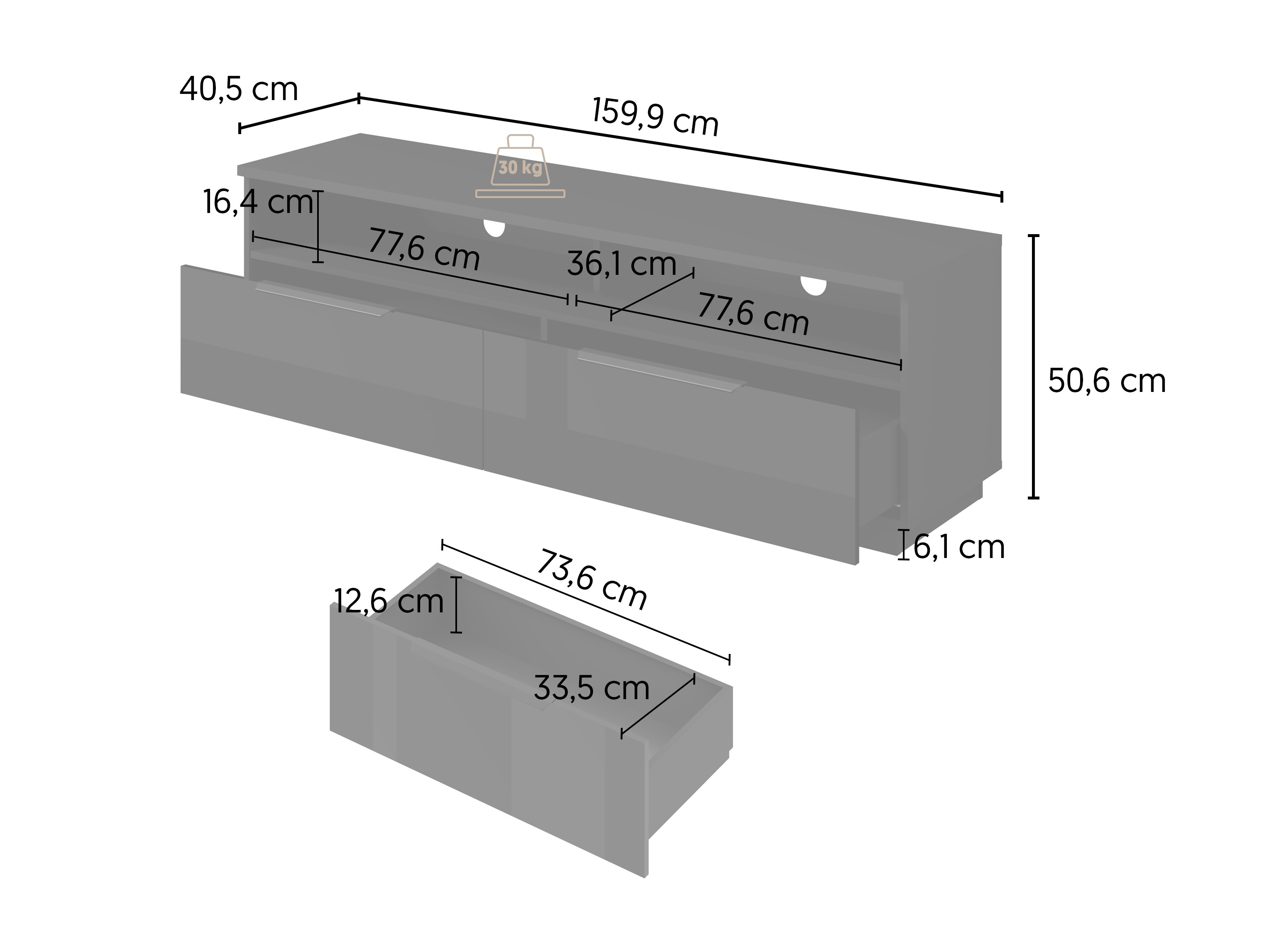 TV-bord Talevaro 103 (Sort + Blank sort)