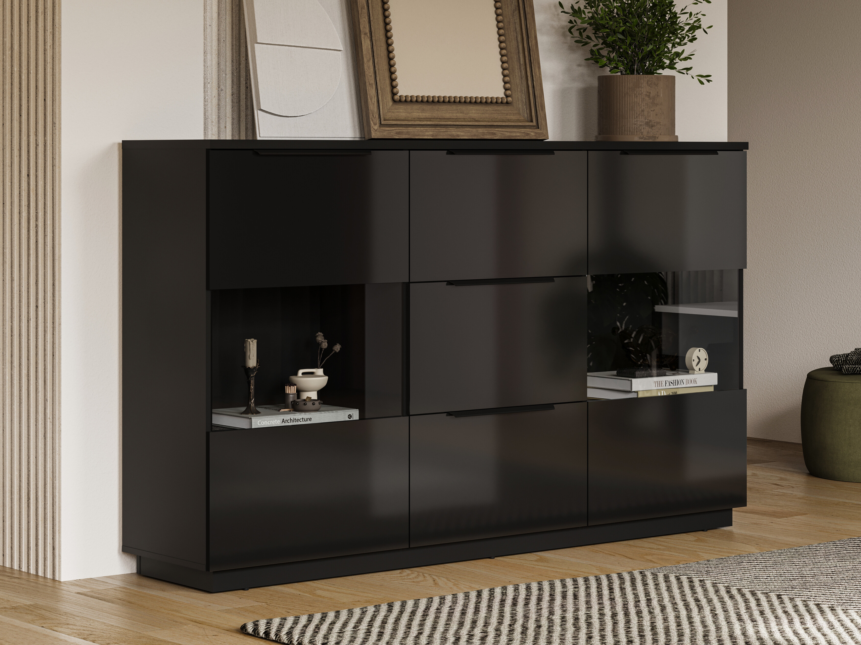 Kommode Talevaro 105 (Sort + Blank sort)