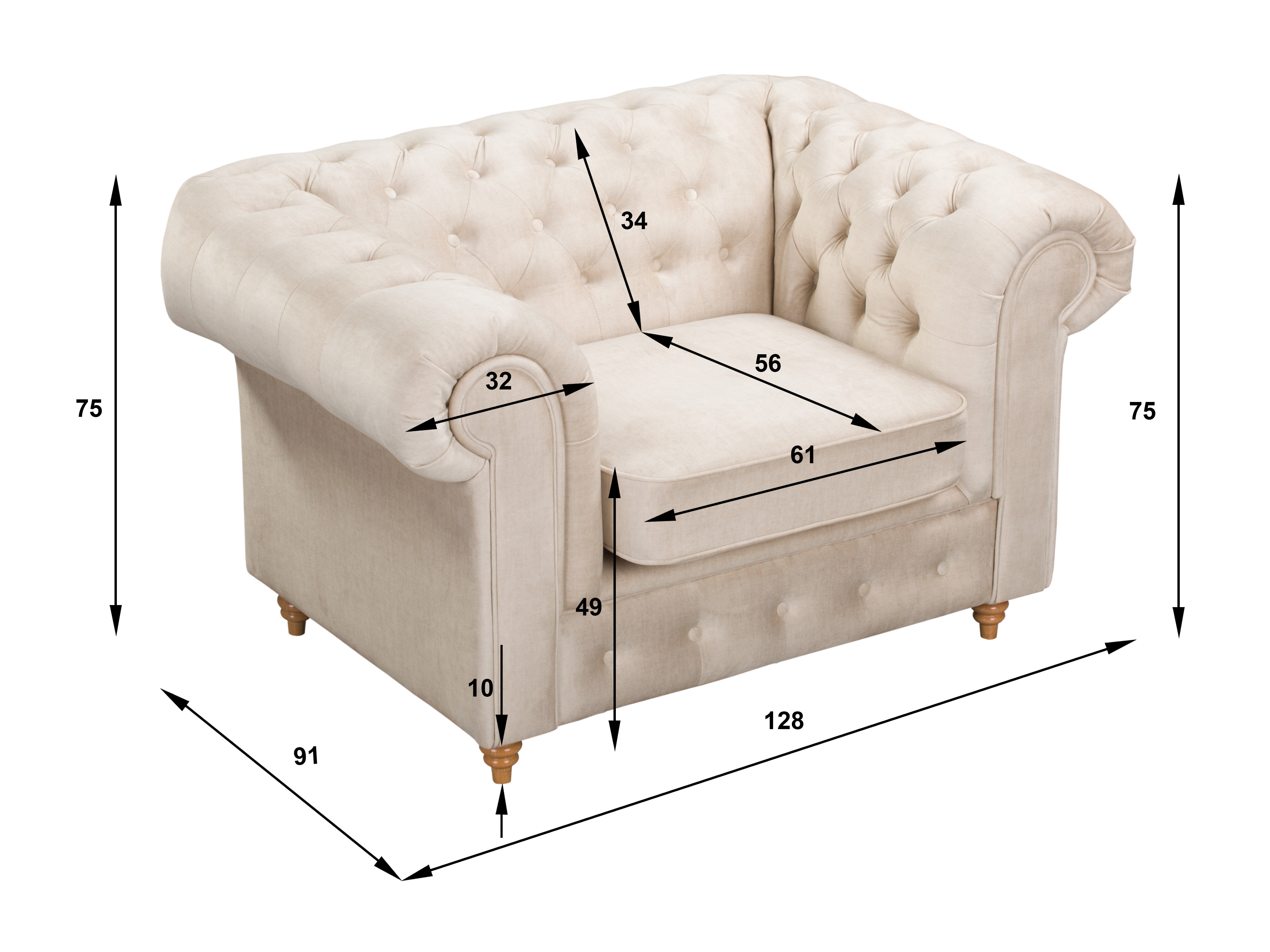 Chesterfield lænestol Elitala 102 (Vogue 11)
