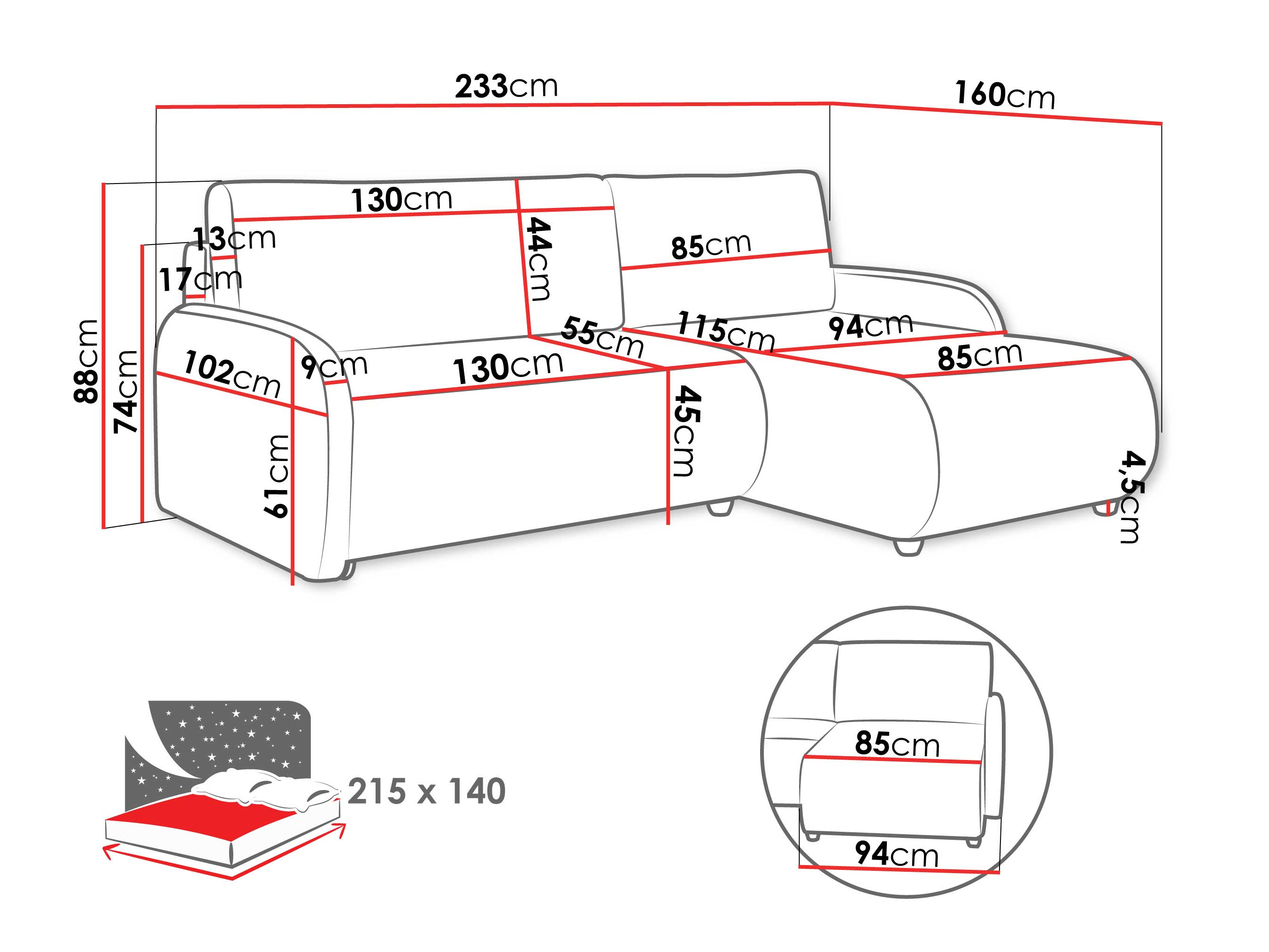 Hjørnesofa Columbus 267 (Lumo 30)