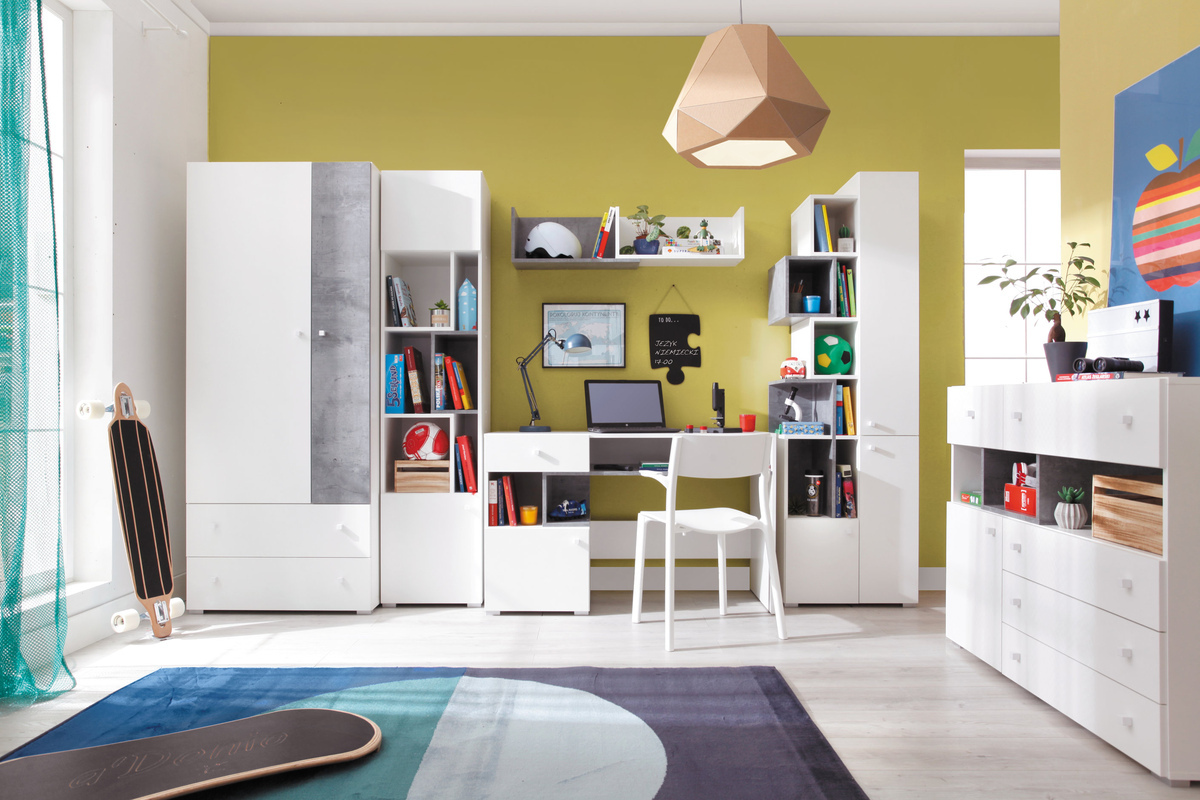 Væghylde Omaha J113 (Hvid + Beton)