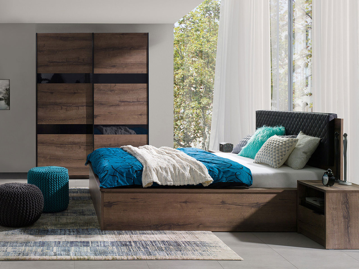 Soveværelsessæt Fivelbo 119 (Kloster eg + Blank sort)