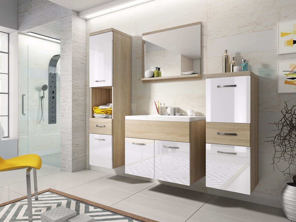 Badeværelsessæt Sarasota 109 (Sonoma eg + Glansfuld hvid)